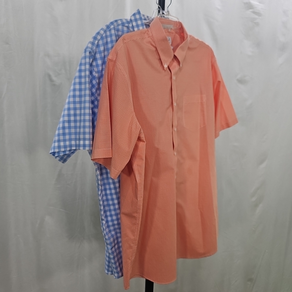 L.L. Bean Orange and Blue Checkered Men's Shirts